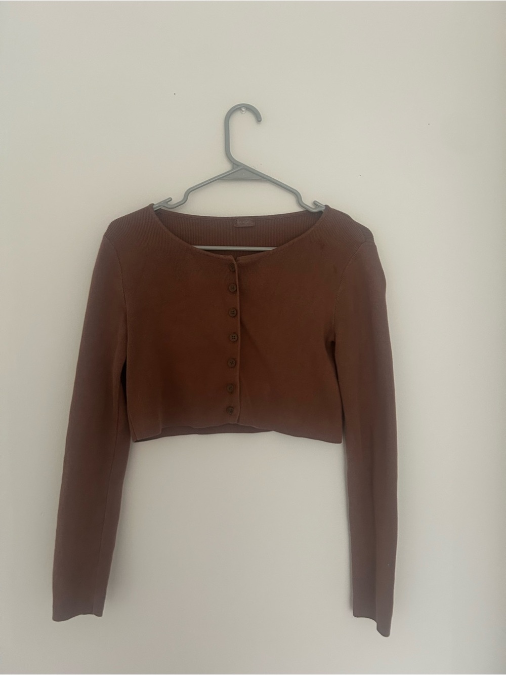 Brandy Melville Cropped Button-Front Top in Brown
